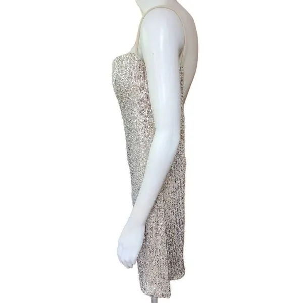 La Femme Silver Sequin Spaghetti Strap Mini Dress (12) - Image 5