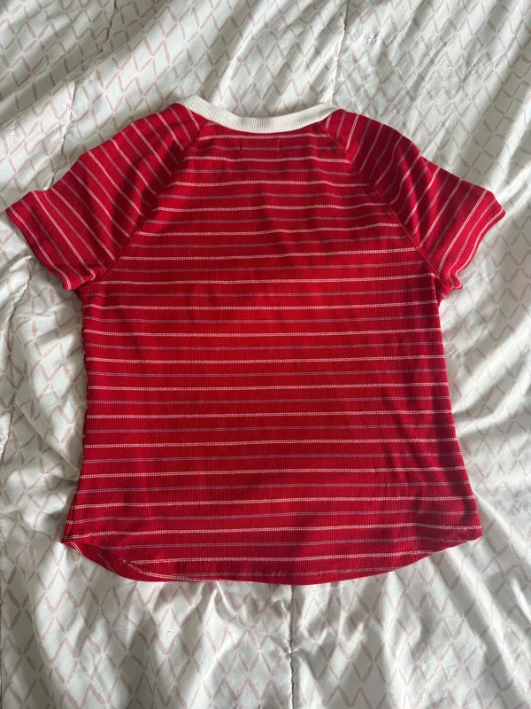 SO Red Ribbed Top - Image 3