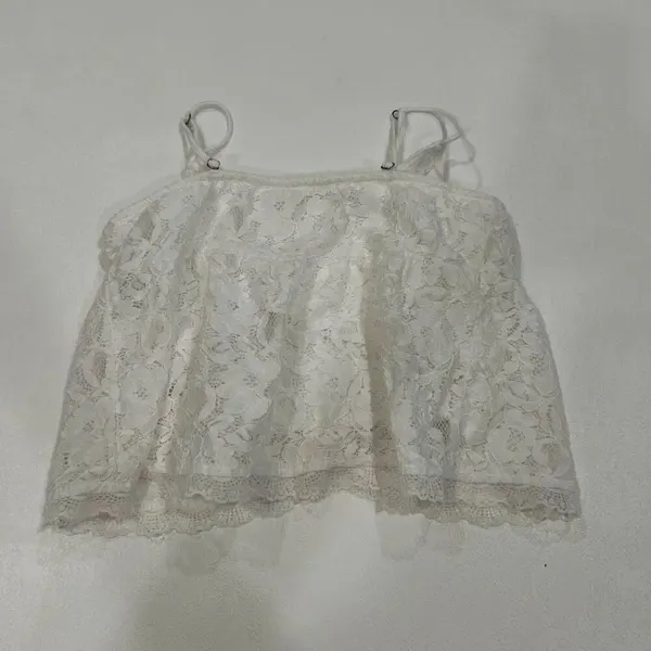 Hollister White Lace Cami Tank Top XS Floral Sheer Layering - Image 2
