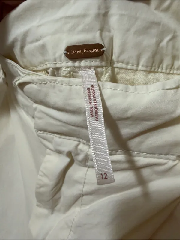 Free People Luca Barrel Leg Pants Cream Cotton Poplin Size 12 - Image 4