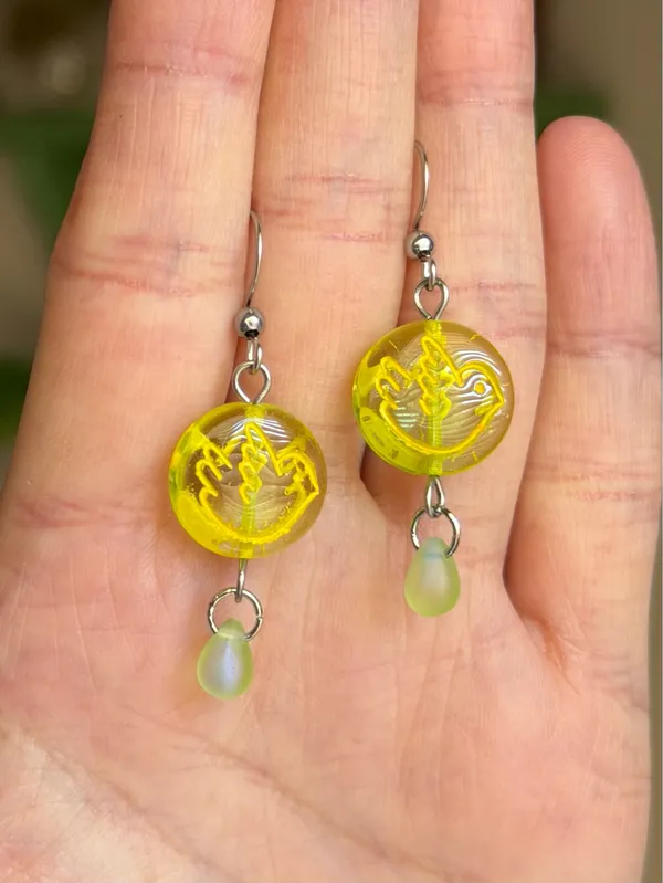 Handmade quality unique rare Czech glass bird beads fairy boho fairy whimsy style earrings🌿✨ - Image 5