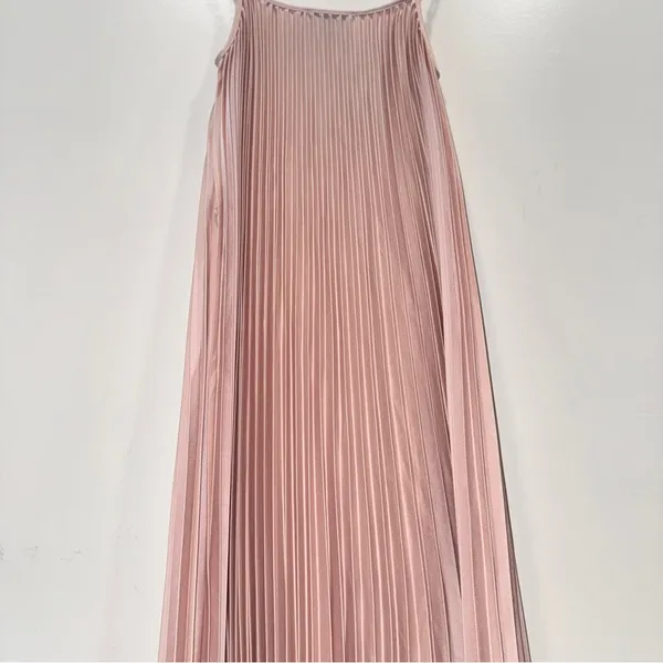 Sam Edelman Hammered Satin Plisse Midi Dress Blush Pink S NWT balletcore satin - Image 3