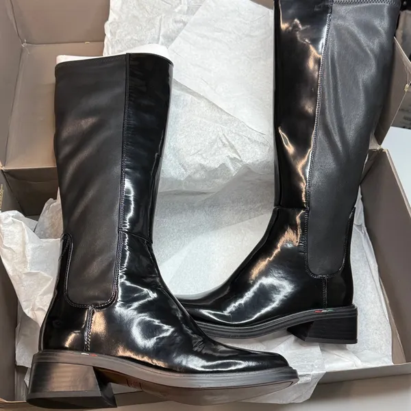 Franco Sarto Giselle Knee High Boot- Black Glossy- Size 7 - Image 4