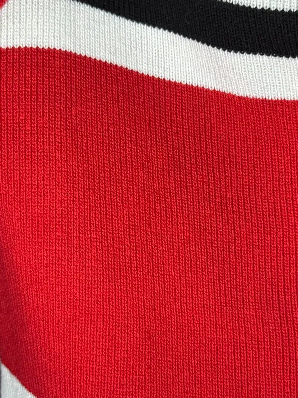 Red, Black, and White Knit Crop Top Red - Image 4