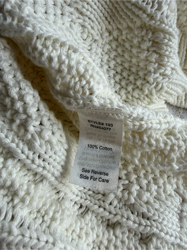 Cabi Ivory Open Waterfall Circle Cotton Cardigan Sweater Size Medium - Image 7