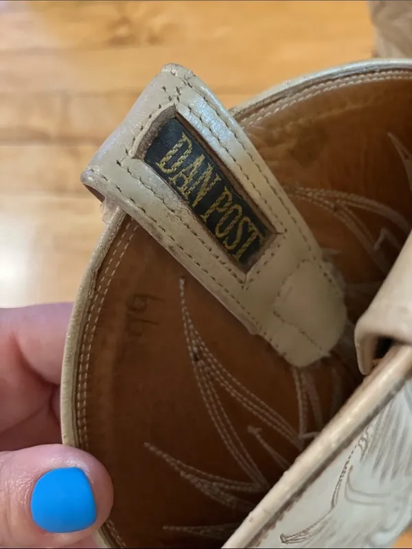 Dan Post Ivory Tan Leather Cowgirl Western Boots Size 5.5 - Image 11