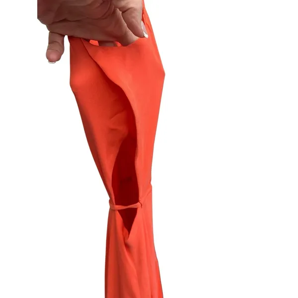 Rebecca Minkoff Wrap Midi Dress Orange‎ Size XS Sleeveless Open Sides C8-0 - Image 6
