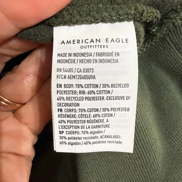 American Eagle Green Paris 1977 Graphic Sweatshirt Sz M - Image 6