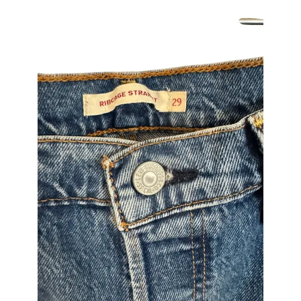 LEVI'S Ribcage Straight Jeans in Medium Blue Wash Size 29 W/27 L - Image 3