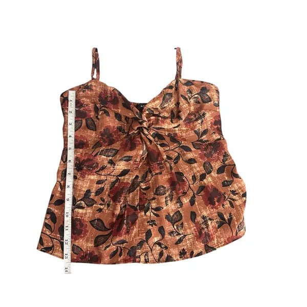 NWOT Aqua Retro Brown Y2k Floral Print Women's Top‎ Size XS - Image 7