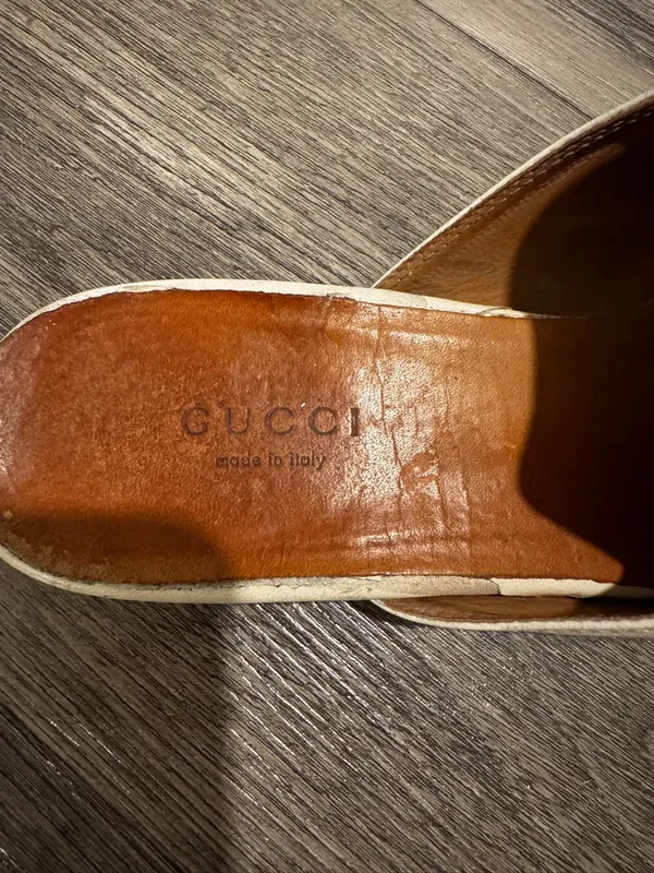 Gucci Princetown Horsebit Slipper Loafer in White Size 37.5 (7.5) - Image 5