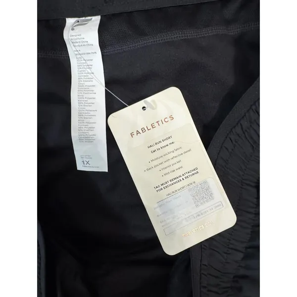 Fabletics Hali Run Short Black Moisture Wicking Mid Rise Pocket‎ Size 1X - Image 4