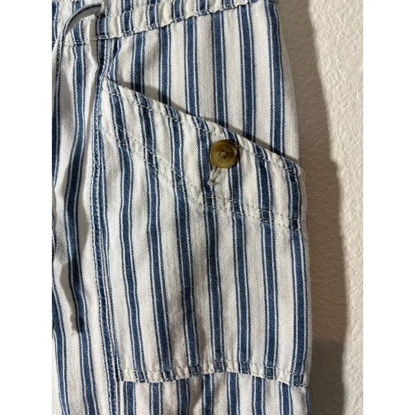 American Eagle Outfitters Women's Size 4 Blue White Striped Pants Tapered Crop - Image 3