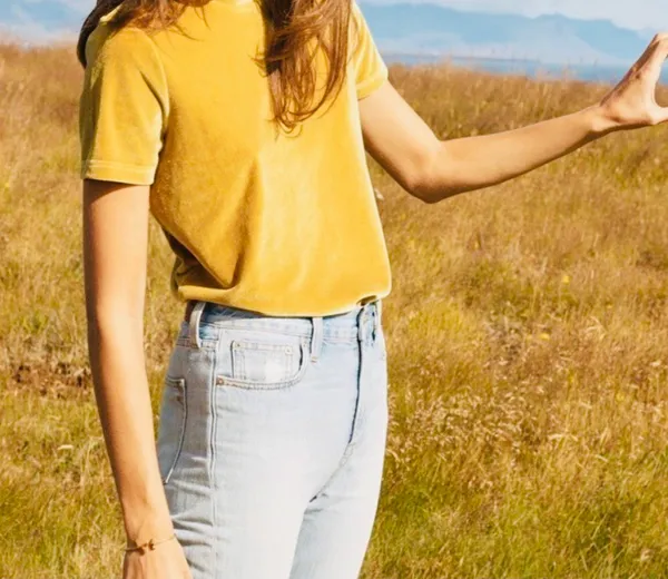 Madewell Velvet Short Sleeve Top | Size XS (mustard color) - Image 8