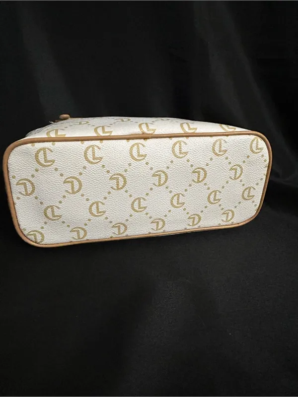 CL Women’s White & Tan Logo-Print Tote Bag Purse - Image 7