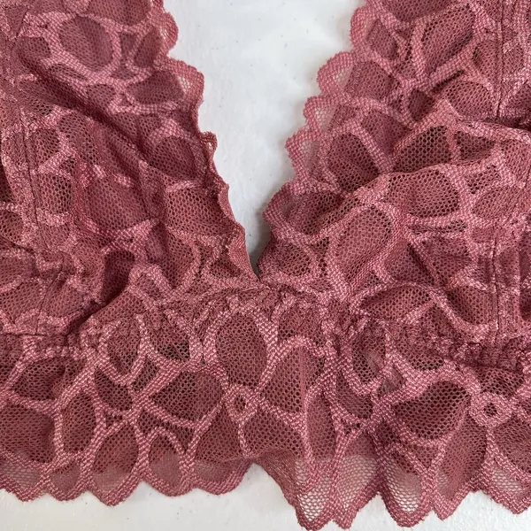 PINK Victoria's Secret L Large‎ Bra Lace Bralette Halter Wireless Mauve Pink - Image 4