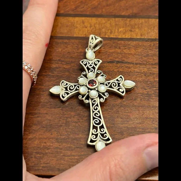 925 sterling silver cross very large amazing 925 sterling silver - Image 2