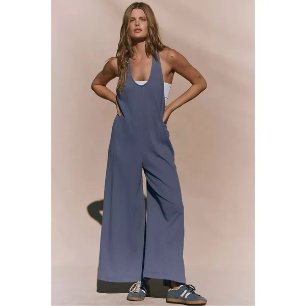 Free People Bohemian Zena One Piece Wide Leg Jumpsuit Periwinkle Blue Small NWT - Image 5