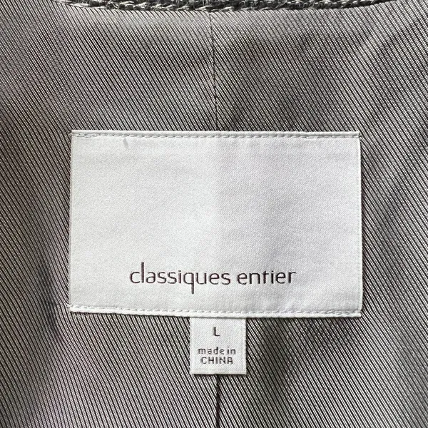 Classiques Entier Womens Wool Blend Belted Double Breasted Stripe Trench Coat‎ L - Image 4