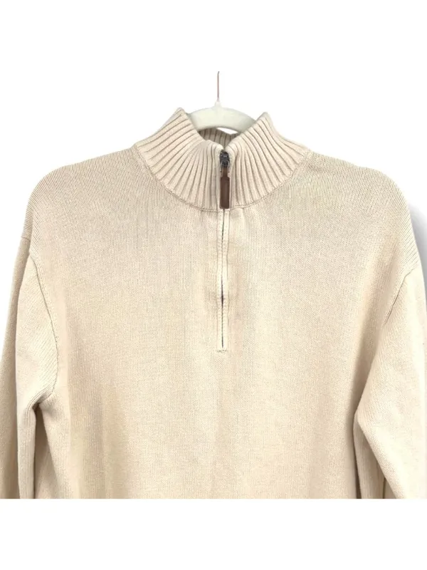 Brandy Melville Aleah Half-Zip Cotton Sweater Cream Size Medium Preppy Casual - Image 4