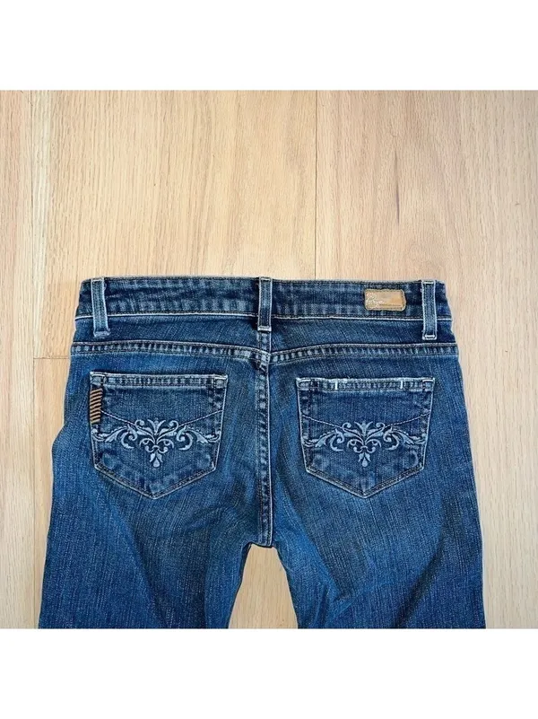 PAIGE Hollywood Hills Low Rise Blue Denim Jeans Size 25 - Image 3