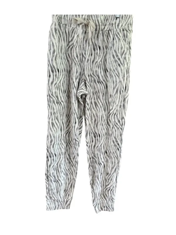Neutral Zebra-Print Drawstring Joggers - Women - Image 9