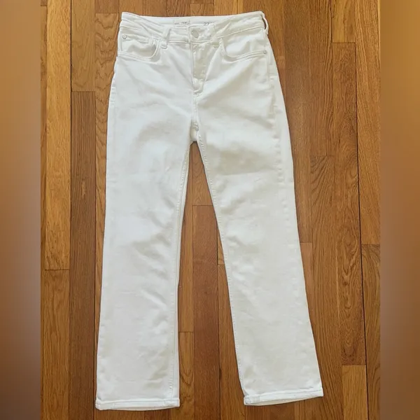 Pilcro The Yaya Mid-Rise Crop Flare Jeans 28 White Coastal - Image 3