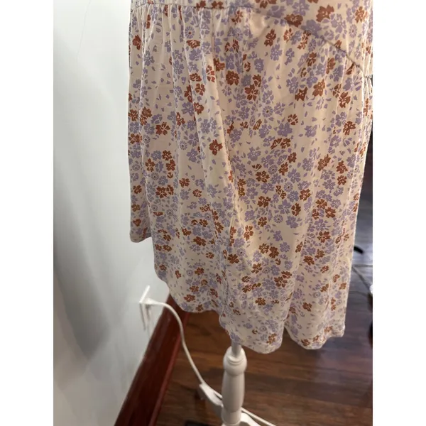 Wrangler Womens Floral Babydoll Top V-Neck Ruffle Cuff High Low Cream Small - Image 4