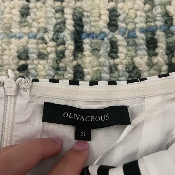 Olivaceous stripped strapless dress - Image 3