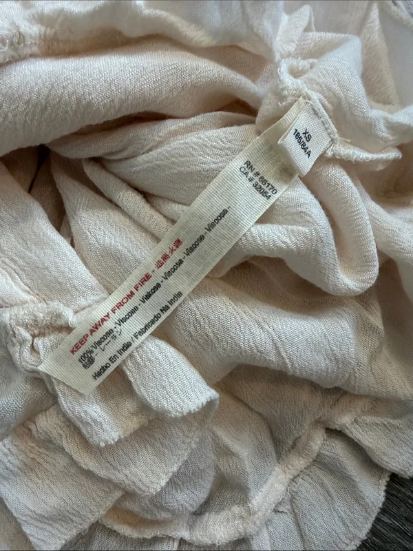 Free People cream/light blush Ruffled Viscose Skirt size XS extra small - Image 5