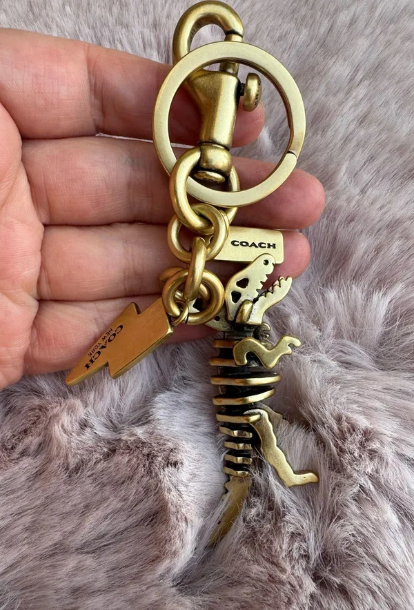 Coach Metal Small Rexy T-Rex Skeleton Puzzle Bag Charm Keychain CCE75 Brass - Image 2