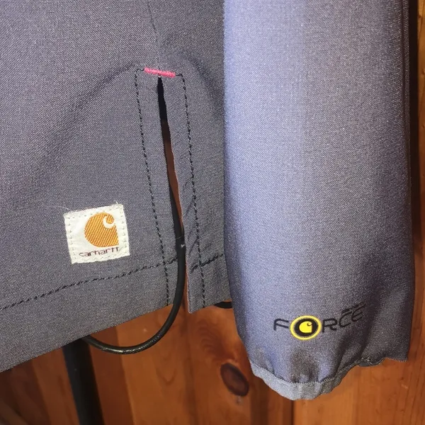 Carhartt CROSS-FLEX Made to Move zip front scrub jacket - Pewter/Coral small - Image 5