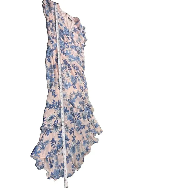 Tommy Hilfiger Pink Blue Floral Sheer Overlay Midi Dress Flutter Sleeve V-neck 6 - Image 11