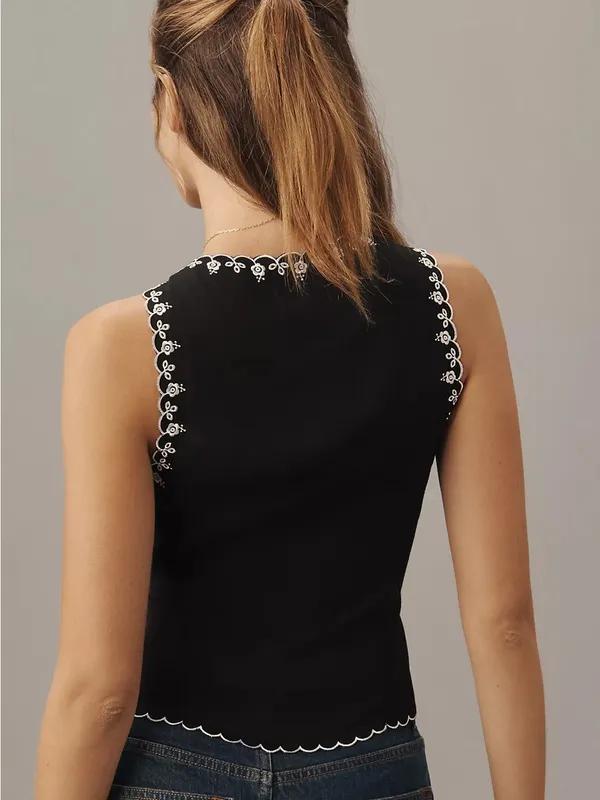 NWT Reformation Marlena Floral Trim Top Black White 4 - Image 3