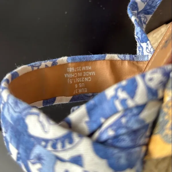 H&M Elegant Blue Patterned‎ Wedge Sandals Sz 37/6.5 - Image 14