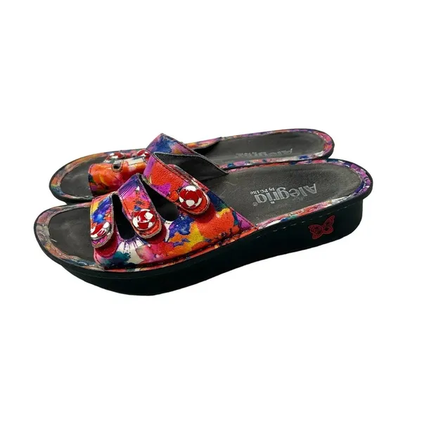 Alegria Fiona Slide Sandals Strap Leather Floral Multicolor Size 38 US 8 - 8.5‎ - Image 4