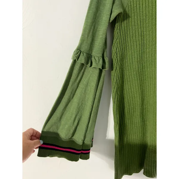 Free People Zou Bisou Knit Sweater Dress Size Small Retro Bell Sleeves Ruffles - Image 4