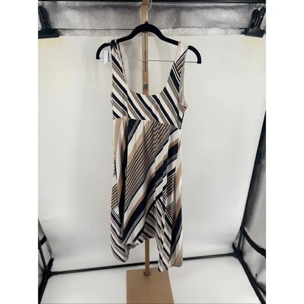 Soma Dress Womens S Midi Square Neck Pockets Sharkbite Hem Diagonal Stripe - Image 7