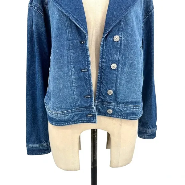Free People Crop Denim Trucker Jacket In Gemini Wash Size‎ Medium - Image 4