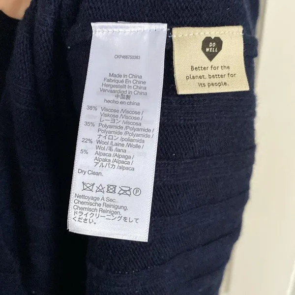 NWT Madewell Navy Ribbed Wool Blend Midi Sweater Dress Size Small - Image 7