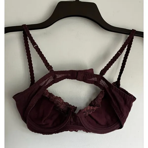 Vintage (01) Victoria's Secret Bra Lined Lace Plum 36A - Image 7