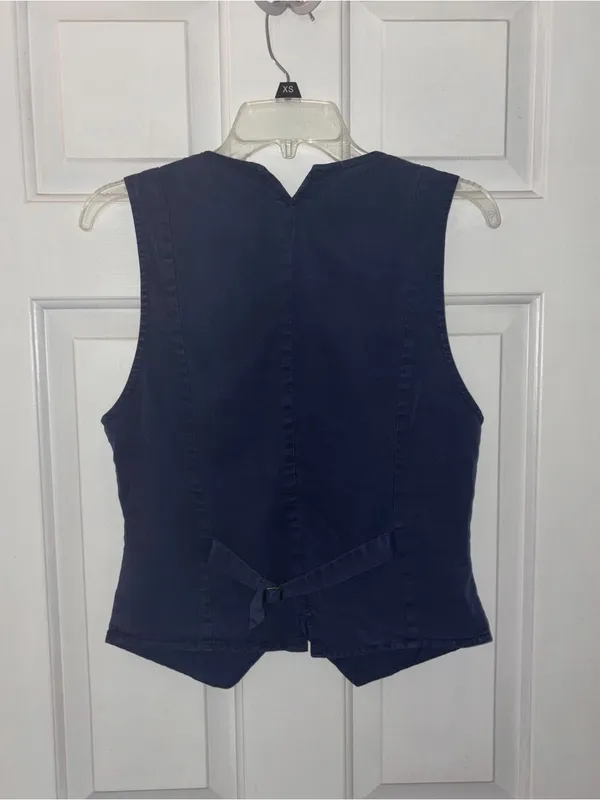 NWT Young Fabulous Broke Veda Navy Tailored Button Front Sleeveless Vest Top - Image 6