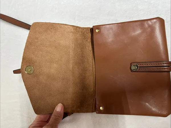 Vince Camuto Brown Leather Crossbody with Center Strap Detail - Image 6