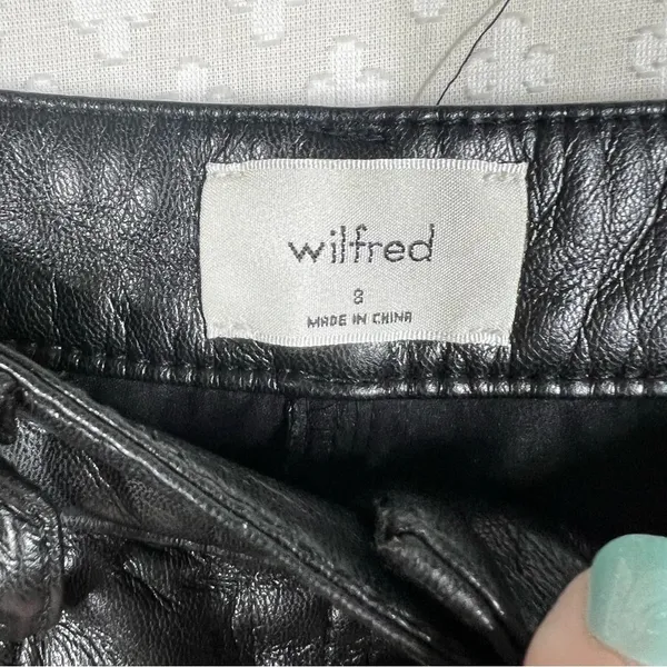 Aritzia Wilfred Black Faux Leather Melina‎ Straight Leg Pants - Image 3