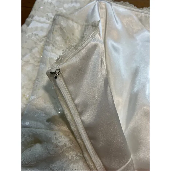 Galina White Lace Sequin Strapless Mini Bridal Dress Sheath Size 2 - Image 8