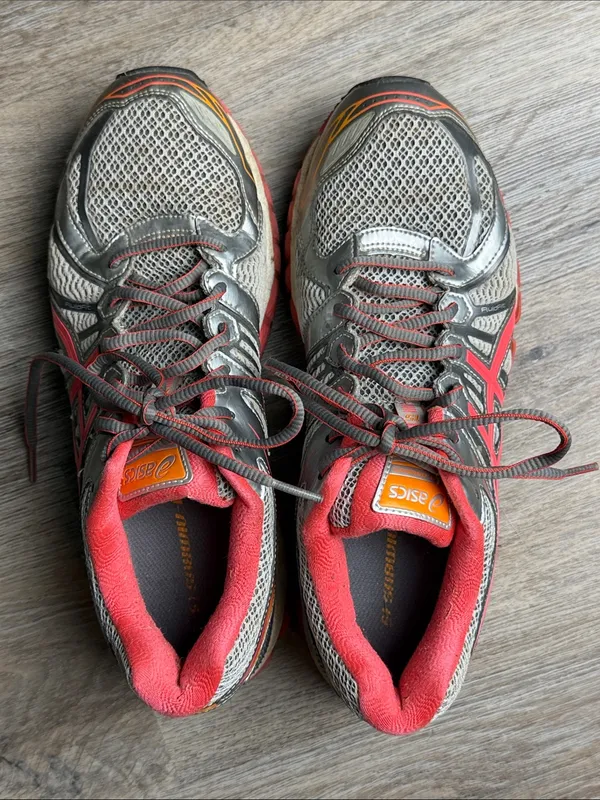 ASICS GEL-Nimbus 15 FluidRide Running Shoes Gray Pink Orange Size 10.5 - Image 5