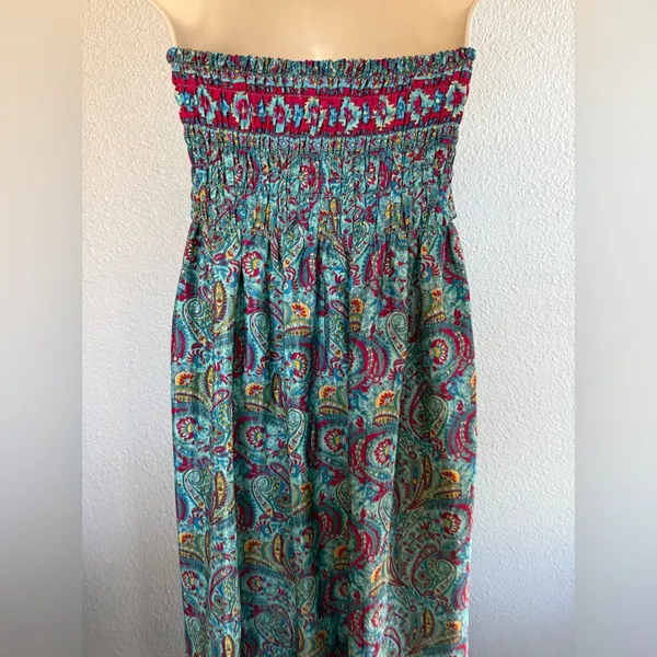 Strapless Smocked Boho Dress One Size Light & Flowy - Image 2