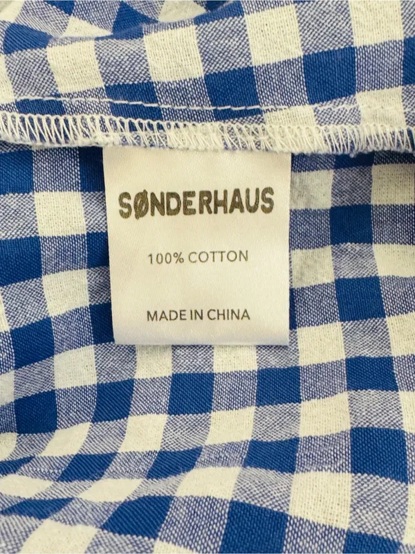 Sonderhaus Perfect Pants Blue & White Gingham Relaxed Fit Cotton Pants Size XS - Image 12