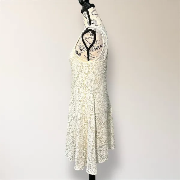 Free People Ivory Miles of Lace Mini Dress Sleeveless Boho Spring Wedding Guest‎ - Image 5