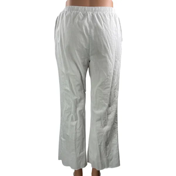 SNDYS. Womens White High Rise Drawstring Relaxed Casual Wide Leg Trouser Pants S - Image 3